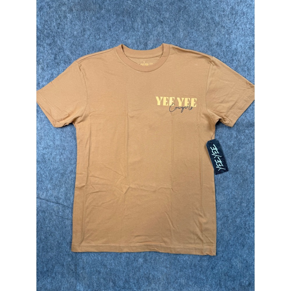 Yee Yee Cowgirls Graphic T-Shirt Tan Brown Small Rodeo Horse NWT